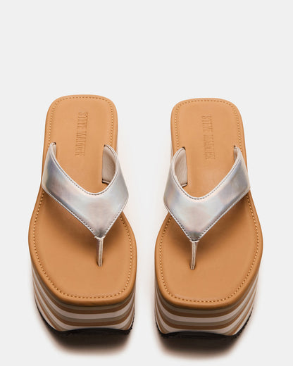 SEVILLA Natural Multi Thong Platform Chunky Flatform Square-Toe Women's Sandal | Steve Madden Premium