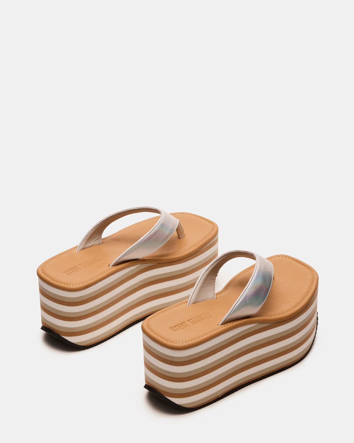 SEVILLA Natural Multi Thong Platform Chunky Flatform Square-Toe Women's Sandal | Steve Madden Premium
