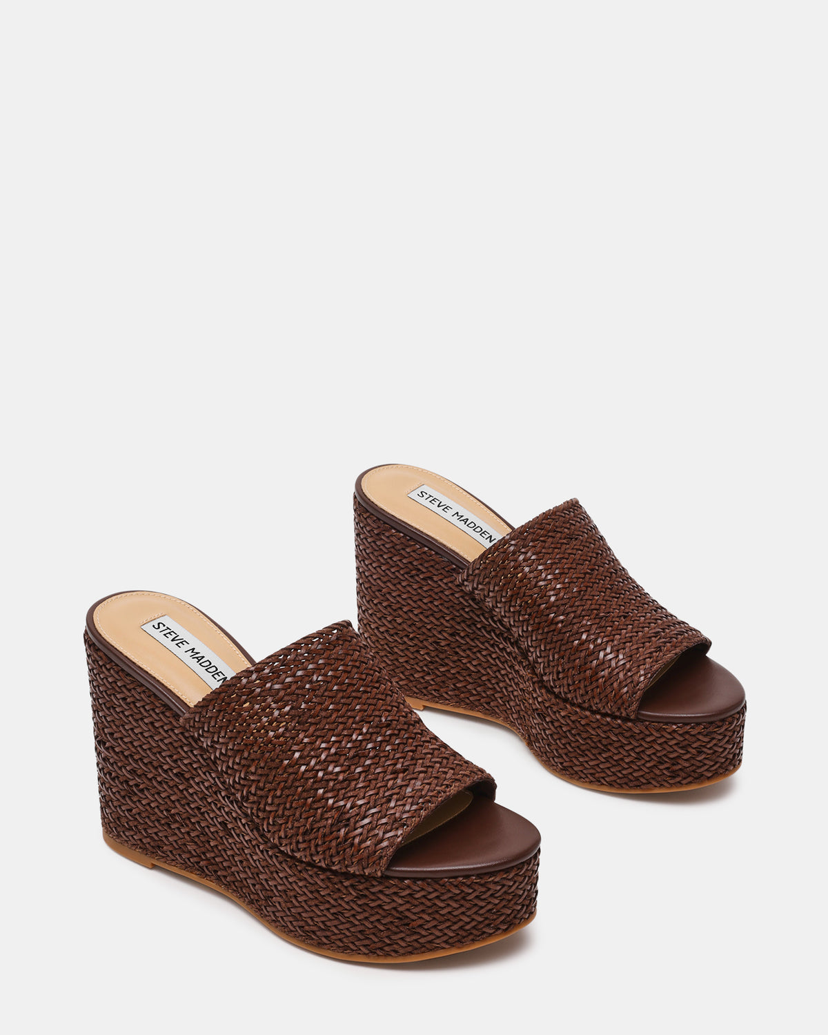 CASSI Brown Platform Raffia Wedge Women's Sandal | Steve Madden Quality