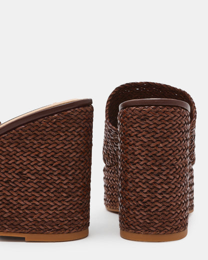 CASSI Brown Platform Raffia Wedge Women's Sandal | Steve Madden Quality