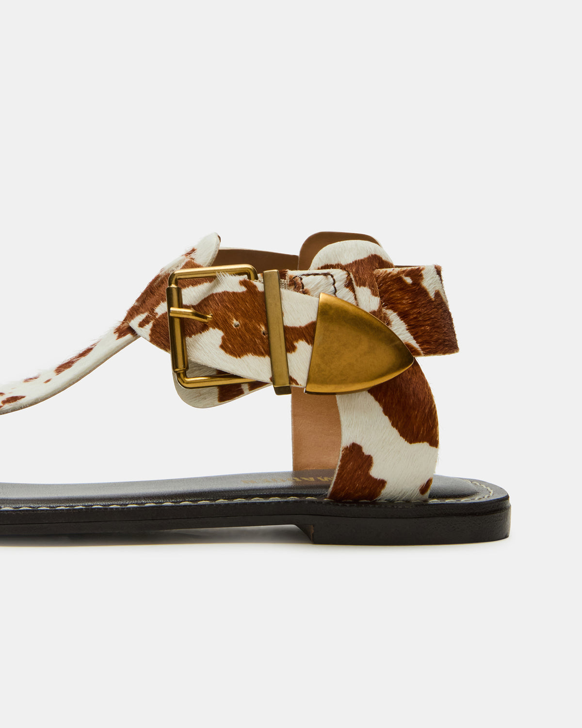 BRAZINN Brown Cow Print Strappy Flat Sandal Women's Sandal | Steve Madden Best Price