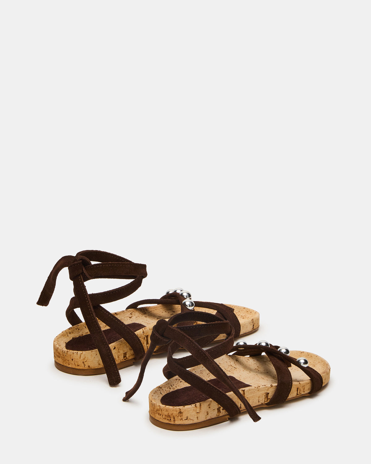 KELSO Brown Suede Flatform Strappy Studded Women's Sandal | Steve Madden Special Offer