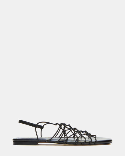 LIBRA Black Women's Strappy Flat Sandal | Steve Madden Classic