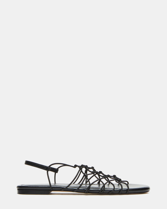 LIBRA Black Women's Strappy Flat Sandal | Steve Madden Classic