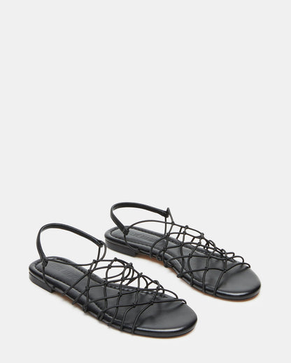 LIBRA Black Women's Strappy Flat Sandal | Steve Madden Classic