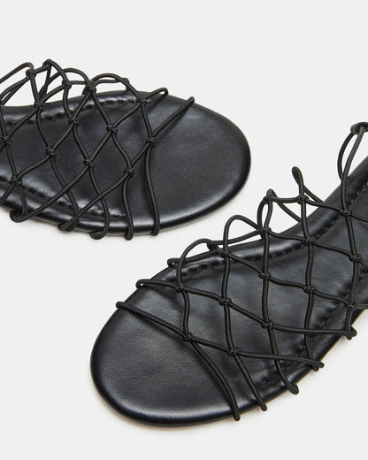 LIBRA Black Women's Strappy Flat Sandal | Steve Madden Classic