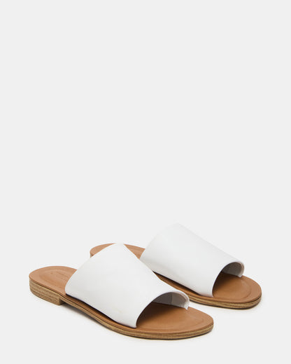 KIPP White Leather Slide Women's Sandal | Steve Madden Sale