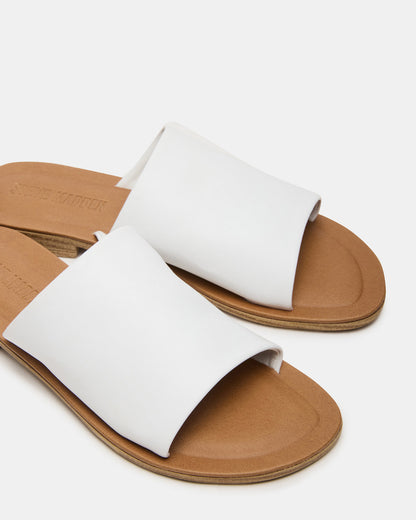 KIPP White Leather Slide Women's Sandal | Steve Madden Sale