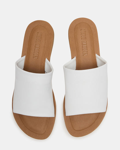 KIPP White Leather Slide Women's Sandal | Steve Madden Sale