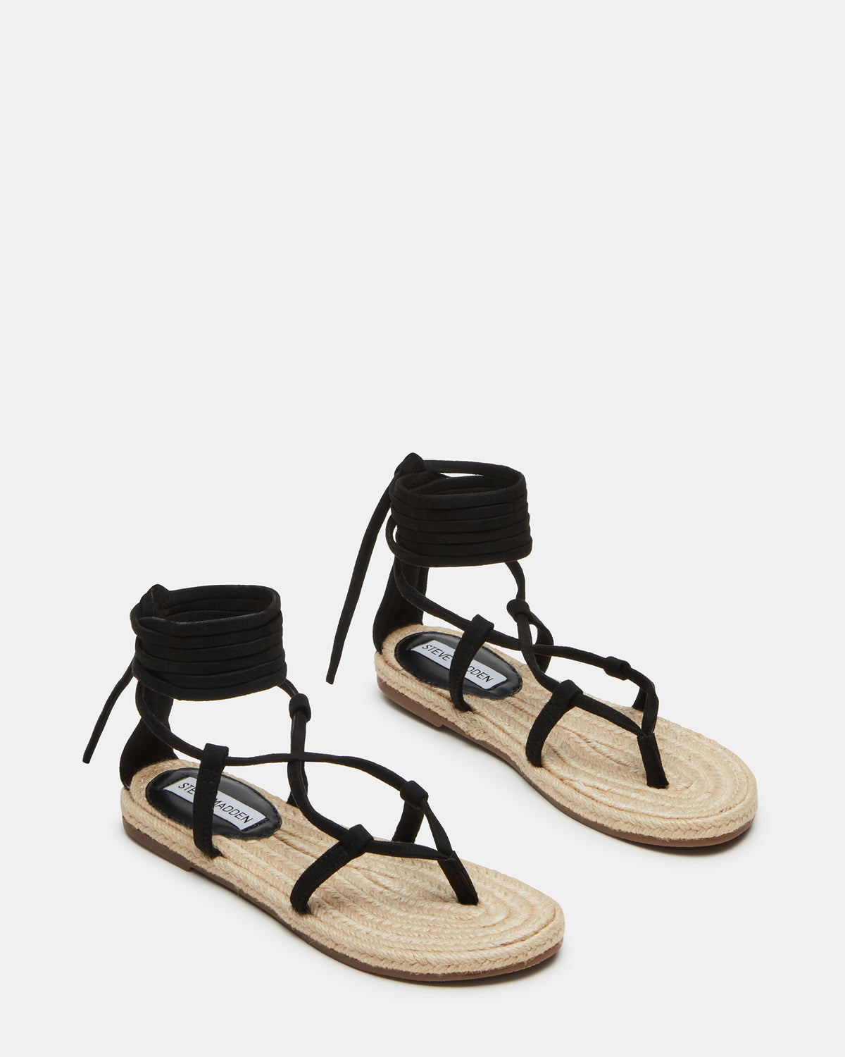 WADE Black Women's Strappy Lace-Up Espadrille Sandal | Steve Madden Quality