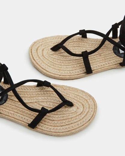 WADE Black Women's Strappy Lace-Up Espadrille Sandal | Steve Madden Quality
