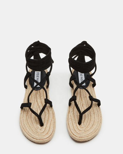 WADE Black Women's Strappy Lace-Up Espadrille Sandal | Steve Madden Quality