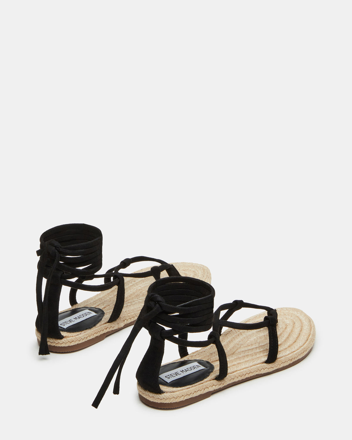 WADE Black Women's Strappy Lace-Up Espadrille Sandal | Steve Madden Quality