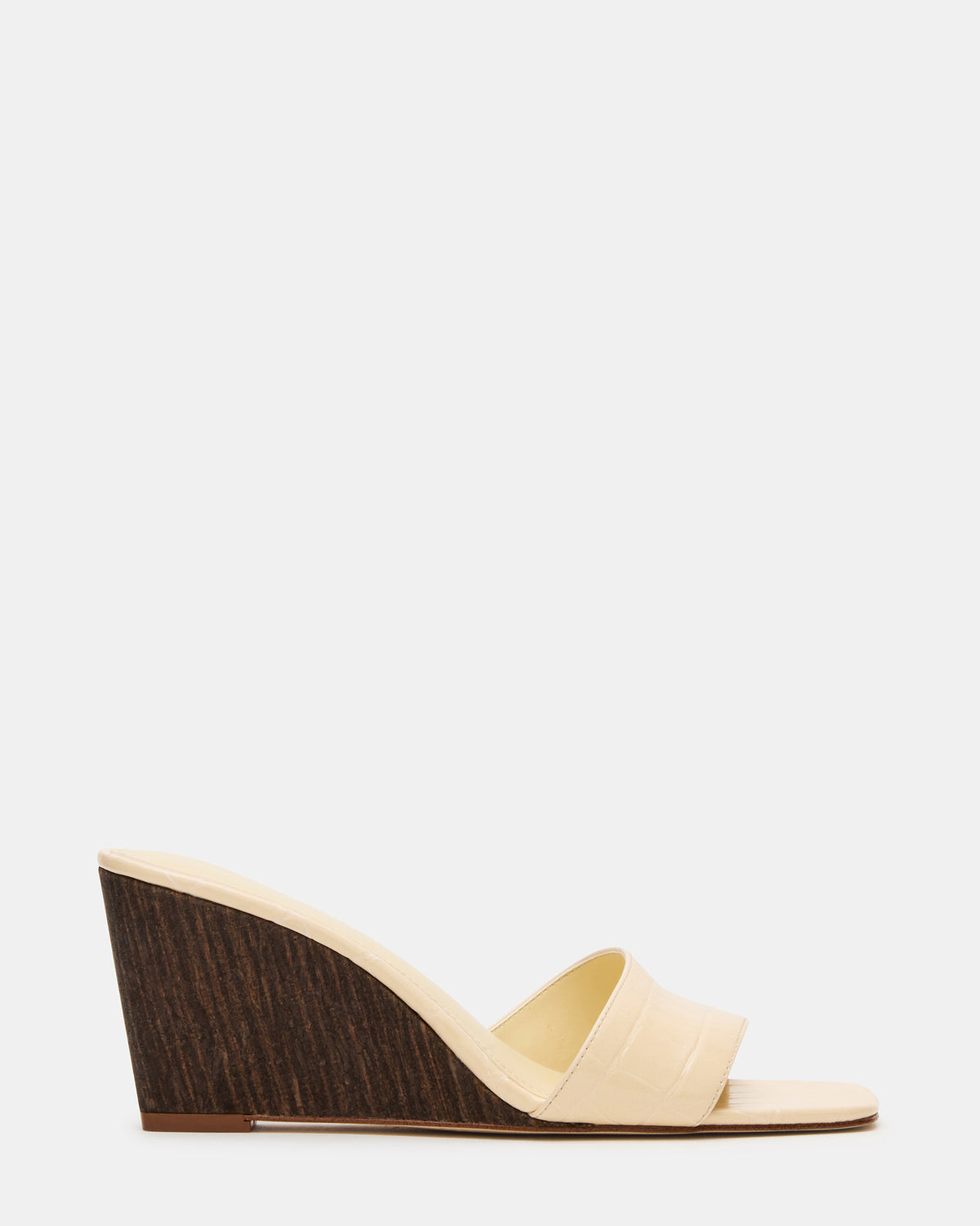 CURCIO Beige Crocodile Square-Toe Women's Wedge Sandal | Steve Madden Essential