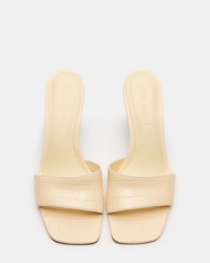 CURCIO Beige Crocodile Square-Toe Women's Wedge Sandal | Steve Madden Essential