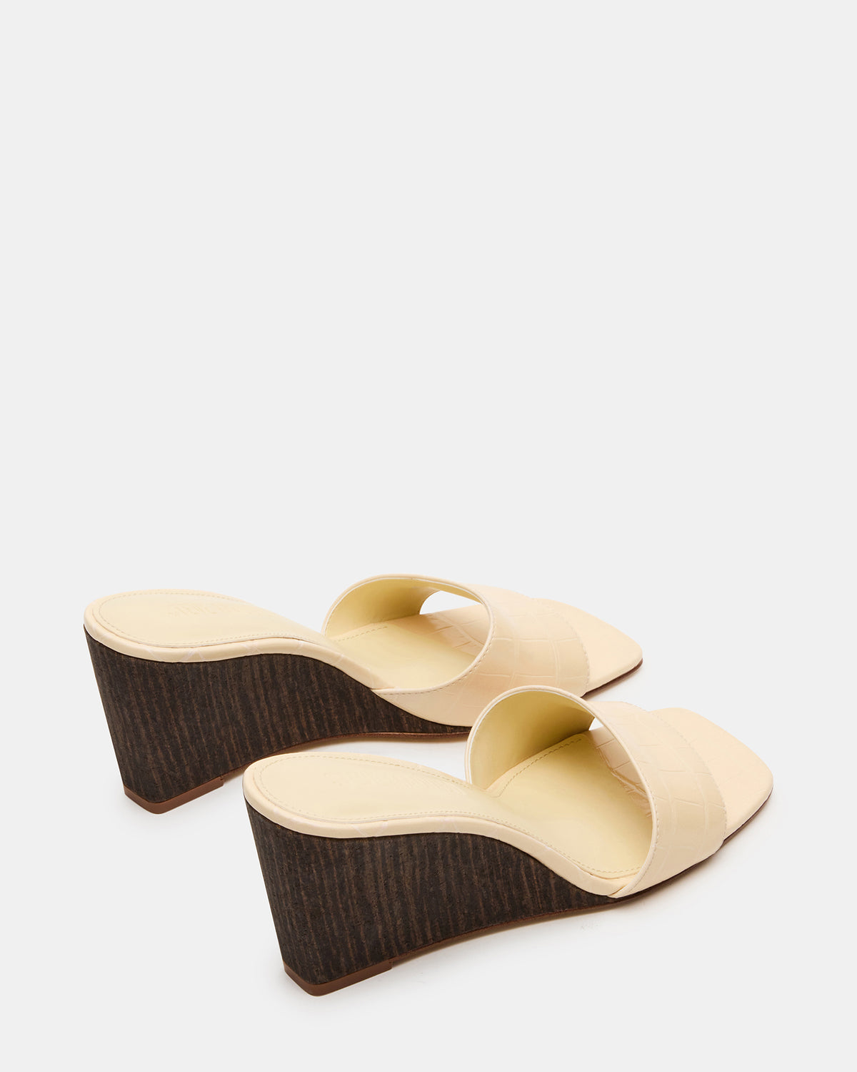 CURCIO Beige Crocodile Square-Toe Women's Wedge Sandal | Steve Madden Essential