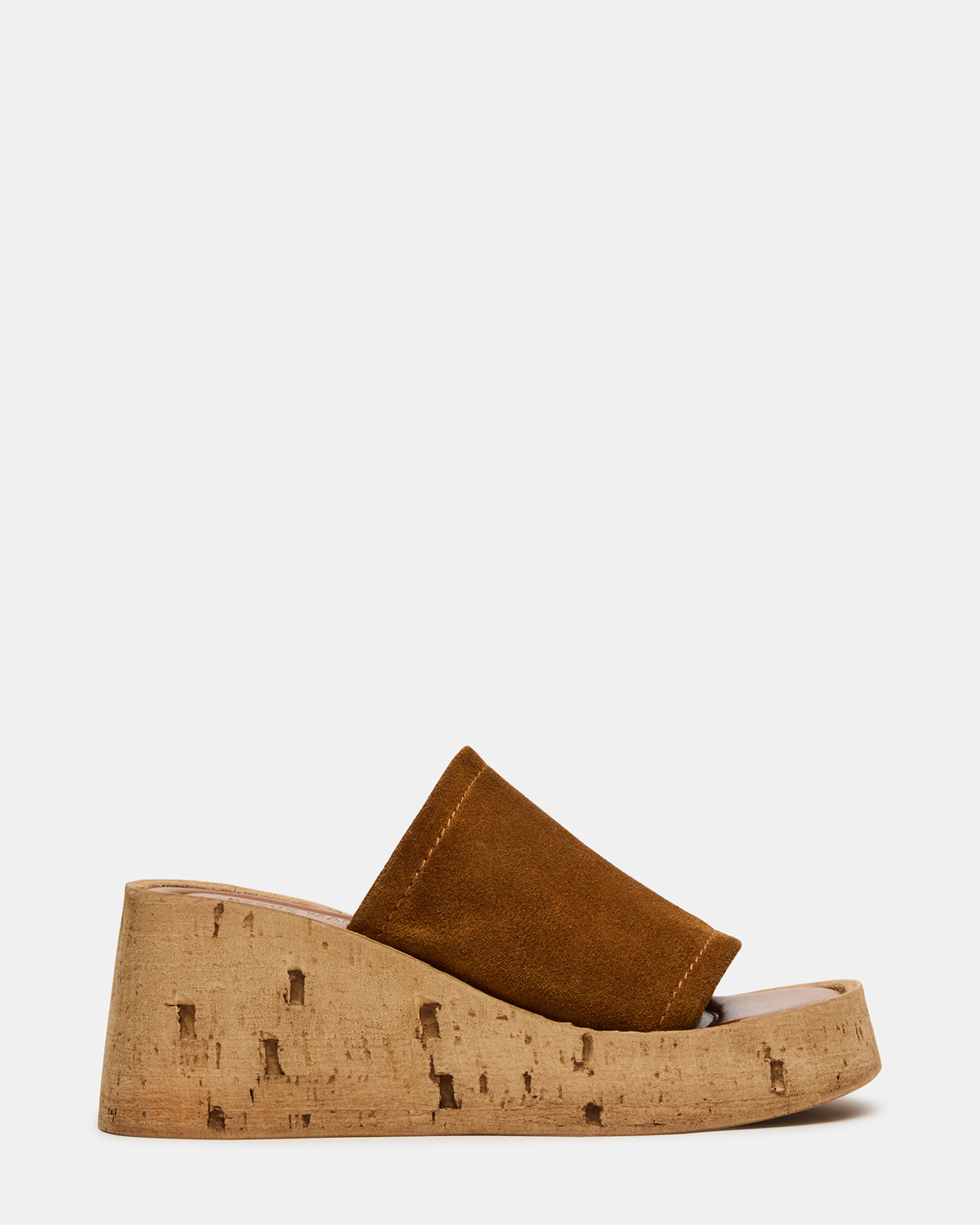 CELLAR Chestnut Suede Platform Wedge Square-Toe Women's Sandal | Steve Madden Premium