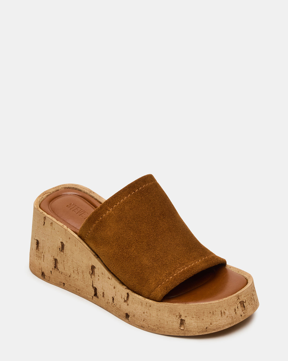 CELLAR Chestnut Suede Platform Wedge Square-Toe Women's Sandal | Steve Madden Premium