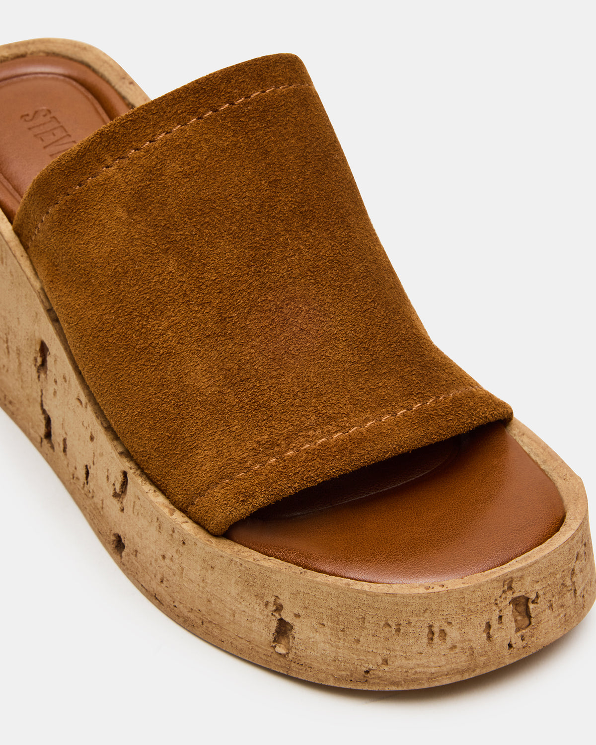 CELLAR Chestnut Suede Platform Wedge Square-Toe Women's Sandal | Steve Madden Premium