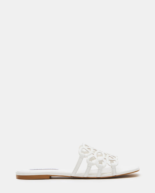 LOTUS White Leather Square-Toe Slide Women's Sandal | Steve Madden Top Pick