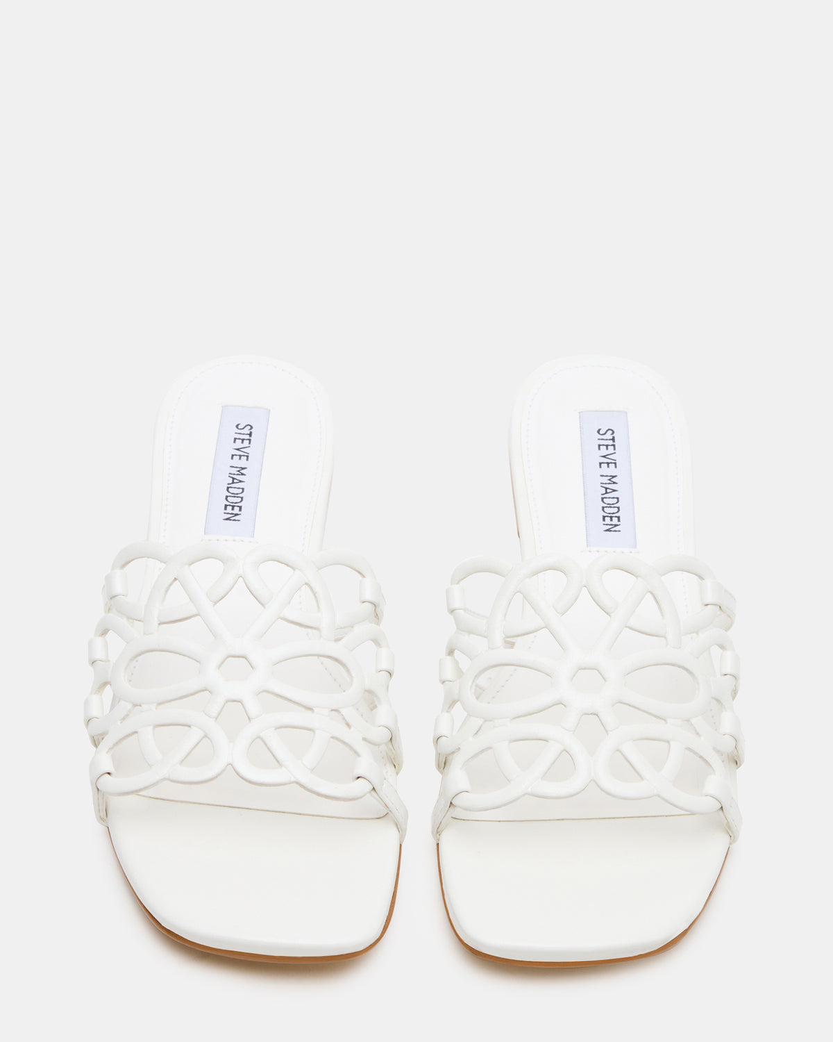 LOTUS White Leather Square-Toe Slide Women's Sandal | Steve Madden Top Pick