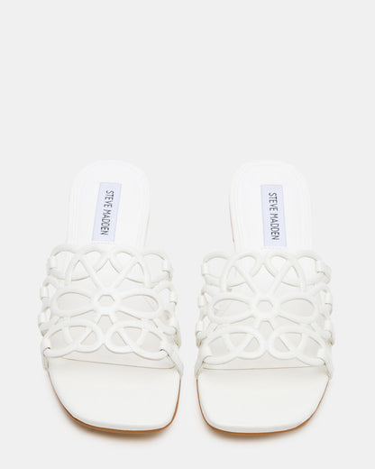 LOTUS White Leather Square-Toe Slide Women's Sandal | Steve Madden Top Pick