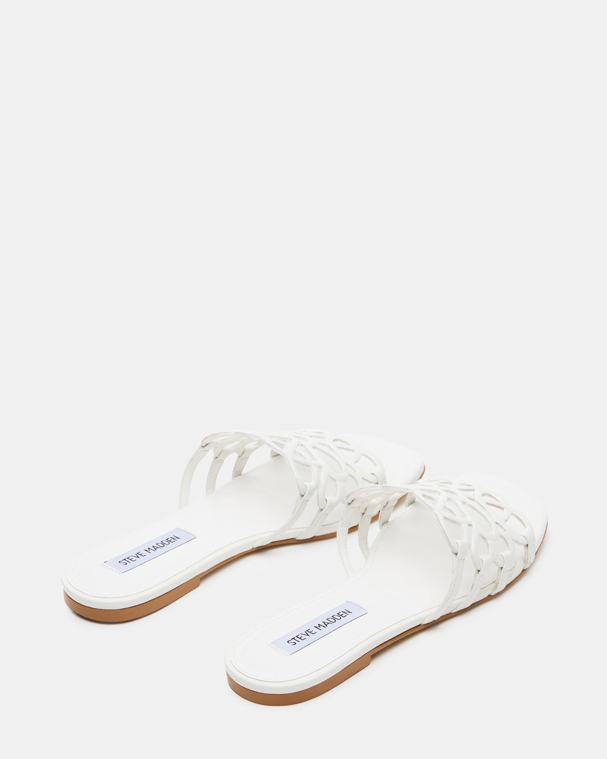 LOTUS White Leather Square-Toe Slide Women's Sandal | Steve Madden Top Pick