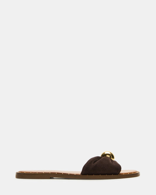 DIPSY Brown Suede Slide Rounded Toe Women's Sandal | Steve Madden Great Value