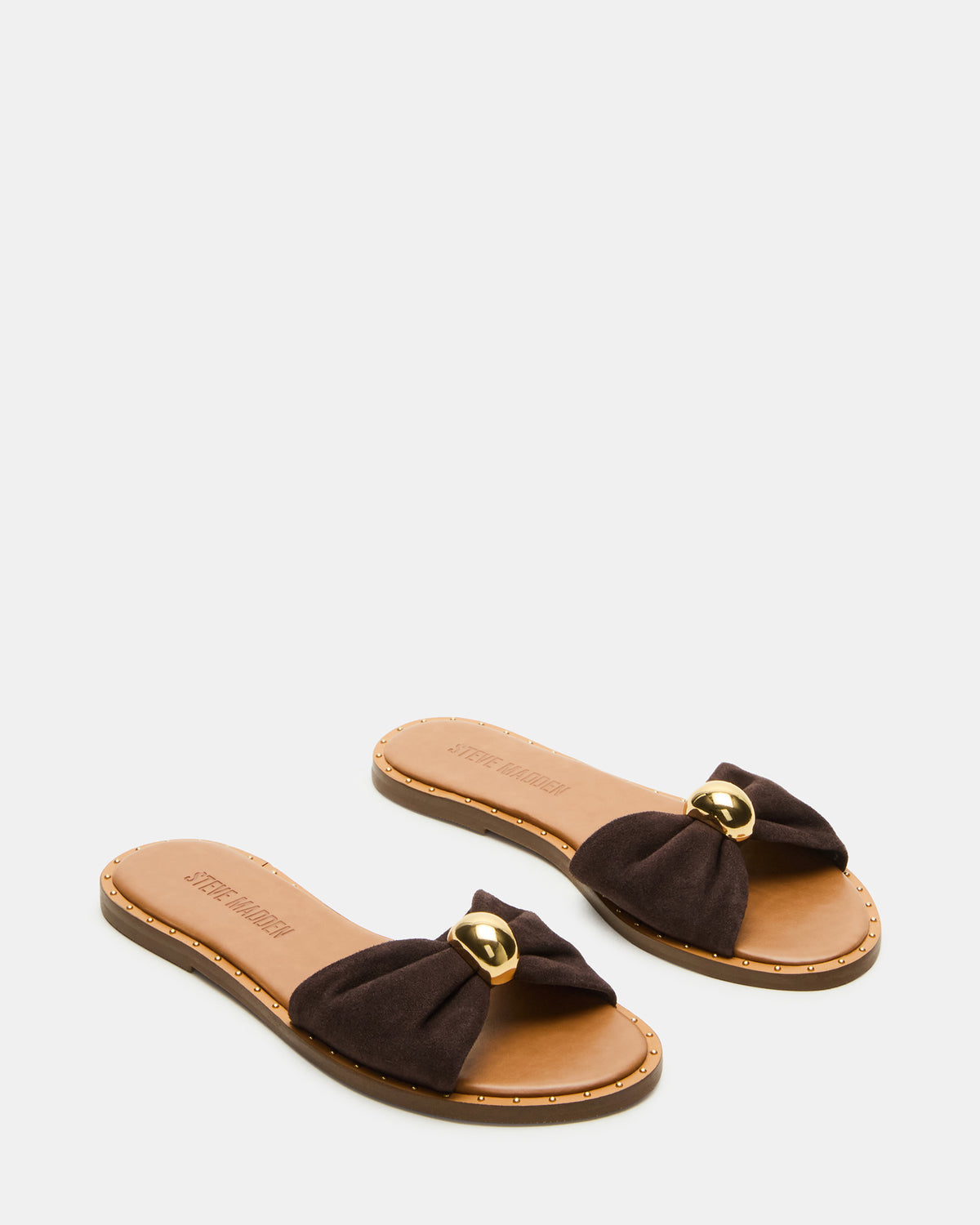 DIPSY Brown Suede Slide Rounded Toe Women's Sandal | Steve Madden Great Value