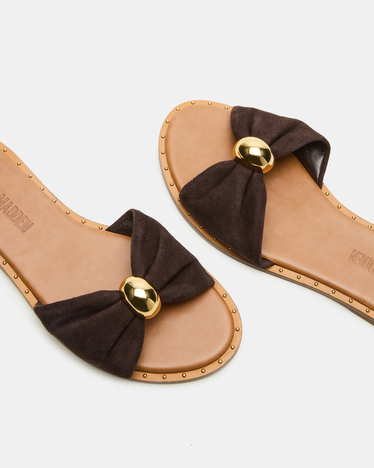 DIPSY Brown Suede Slide Rounded Toe Women's Sandal | Steve Madden Great Value