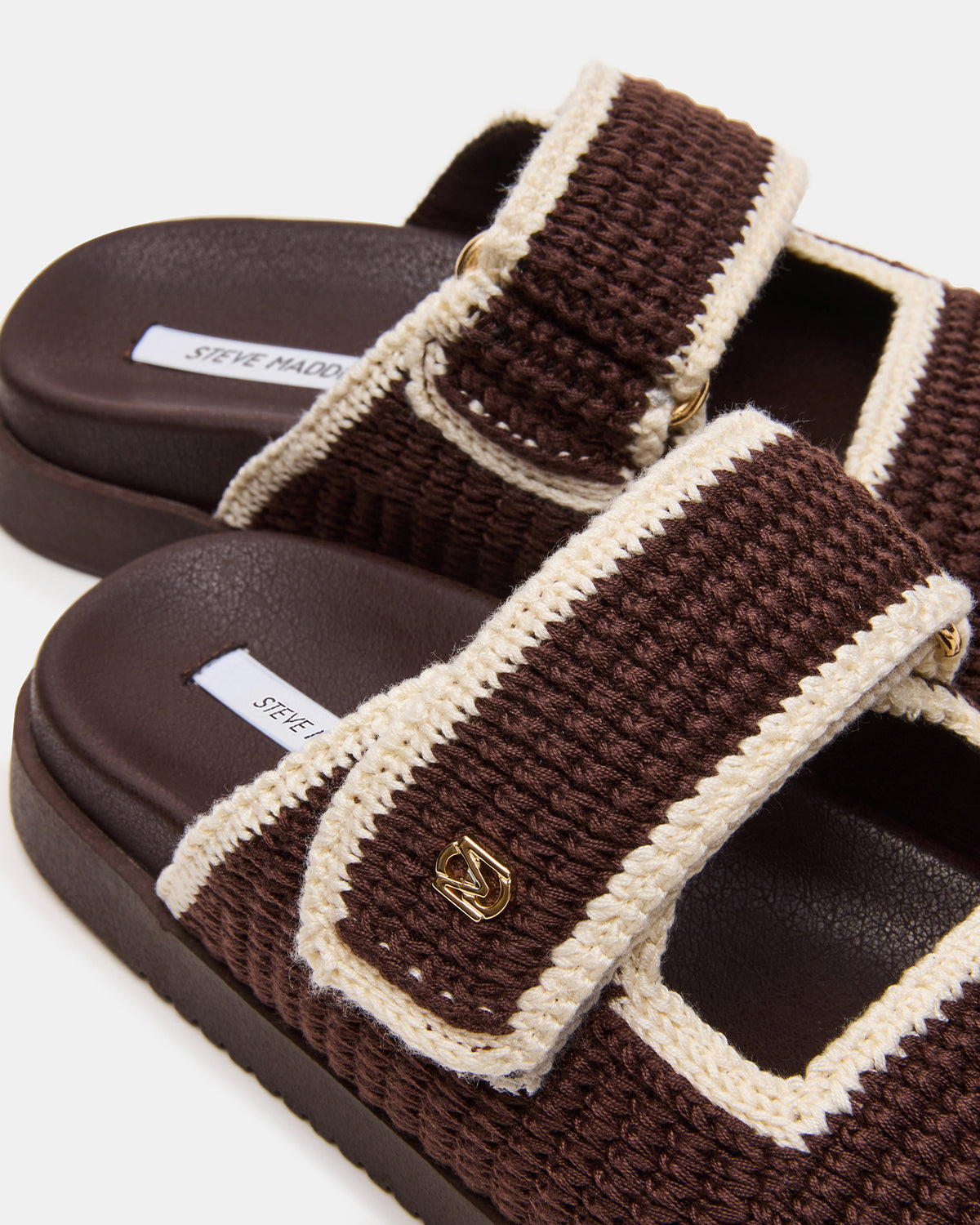MAYSIE Brown Multi Woven Flatform Footbed Slide Women's Sandal | Steve Madden Trusted