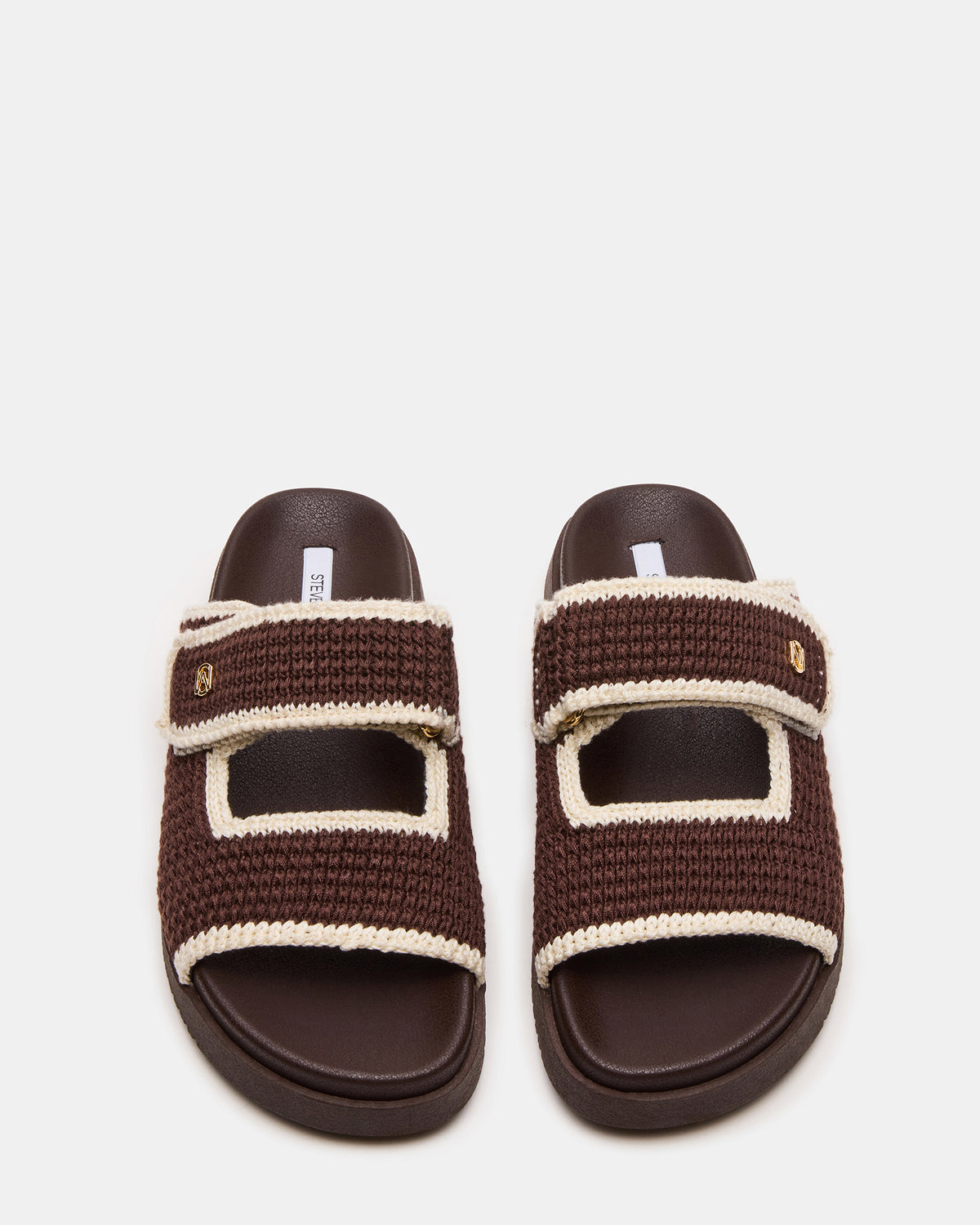 MAYSIE Brown Multi Woven Flatform Footbed Slide Women's Sandal | Steve Madden Trusted