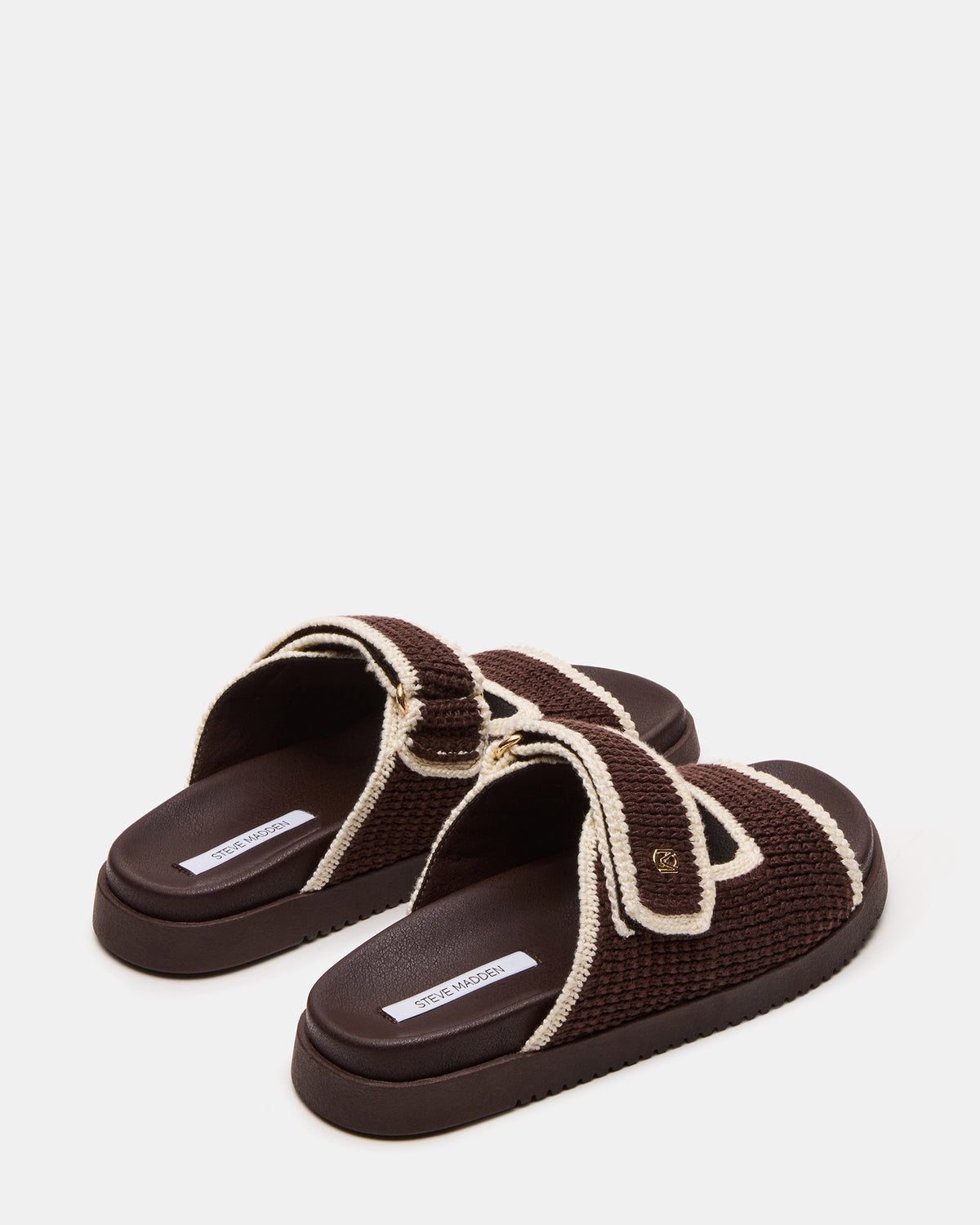 MAYSIE Brown Multi Woven Flatform Footbed Slide Women's Sandal | Steve Madden Trusted