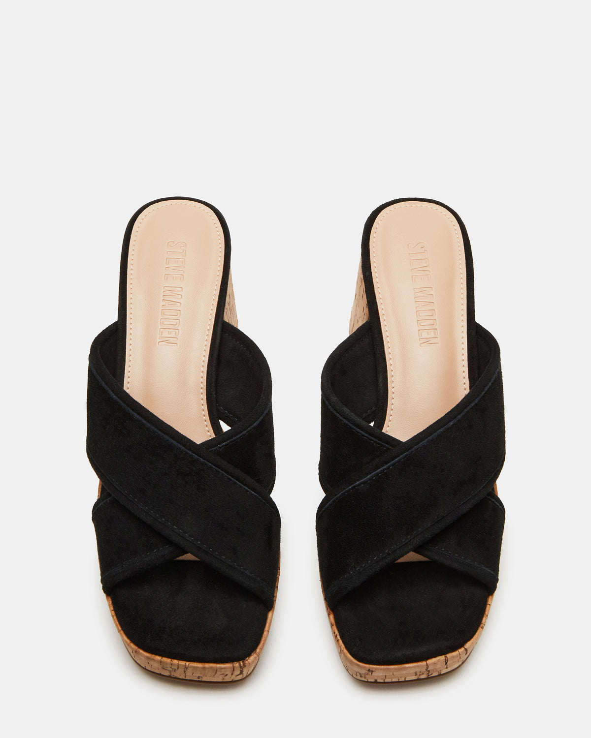 MARSDEN Black Suede Women's Platform Square-Toe Mule Sandal | Steve Madden Customer Favorite
