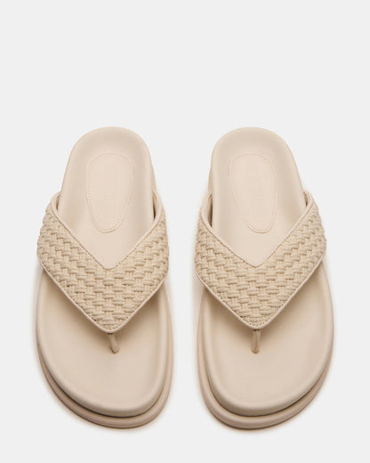 ZINNIA Bone Multi Women's Thong Footbed Sandal | Steve Madden Smart Buy