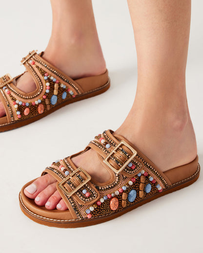 CABO Multi Beaded Footbed Slide | Women's Sandals | Steve Madden Customer Favorite