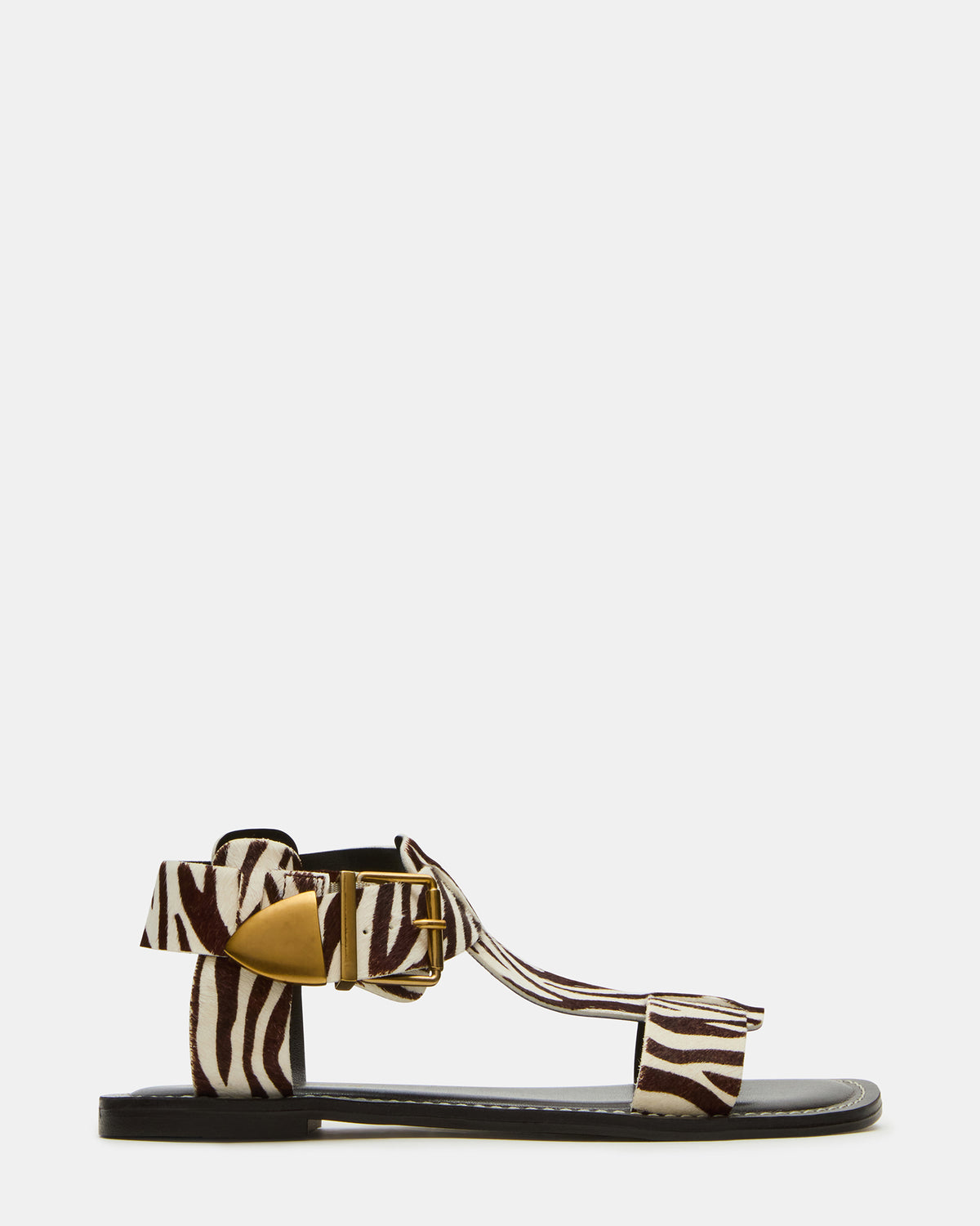 BRAZINN Zebra Strappy Flat Sandal Women's Sandal | Steve Madden Best Seller