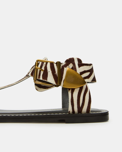 BRAZINN Zebra Strappy Flat Sandal Women's Sandal | Steve Madden Best Seller