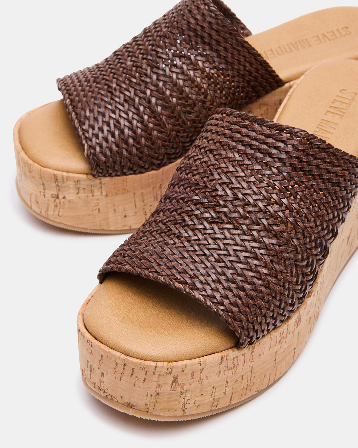 COASTAL Brown Raffia Platform Wedge Mule Women's Sandal | Steve Madden Trending