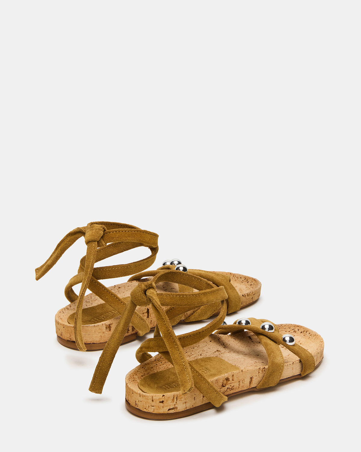 KELSO Olive Suede Flatform Strappy Studded Women's Sandal | Steve Madden Best Price