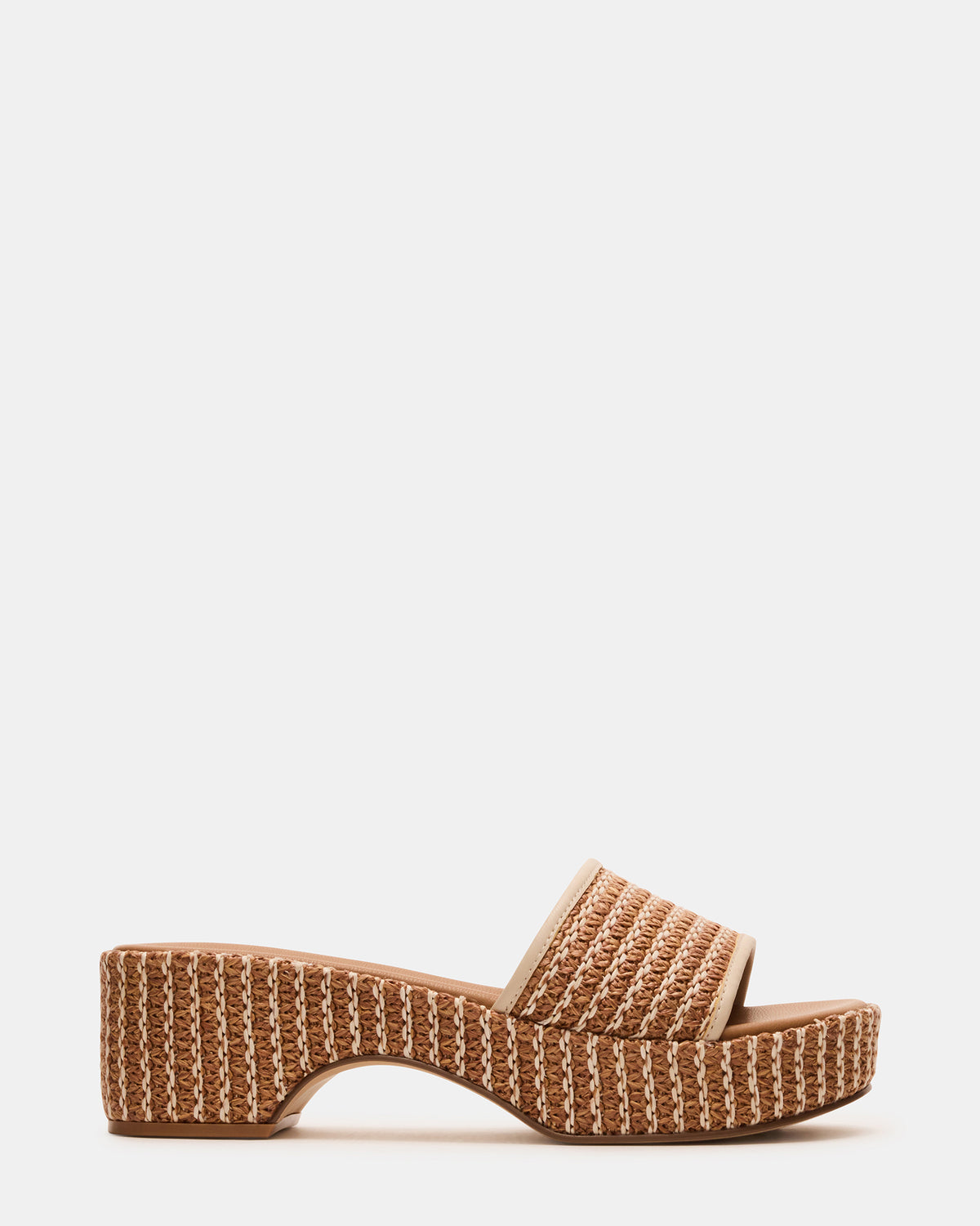 COSIMA Natural Platform Raffia Slide Women's Sandal | Steve Madden Best Seller