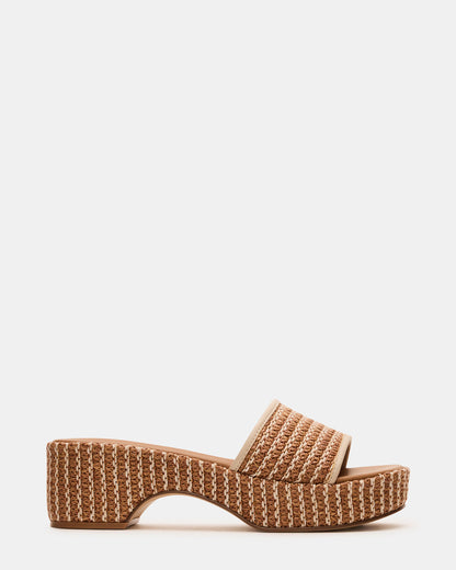 COSIMA Natural Platform Raffia Slide Women's Sandal | Steve Madden Best Seller