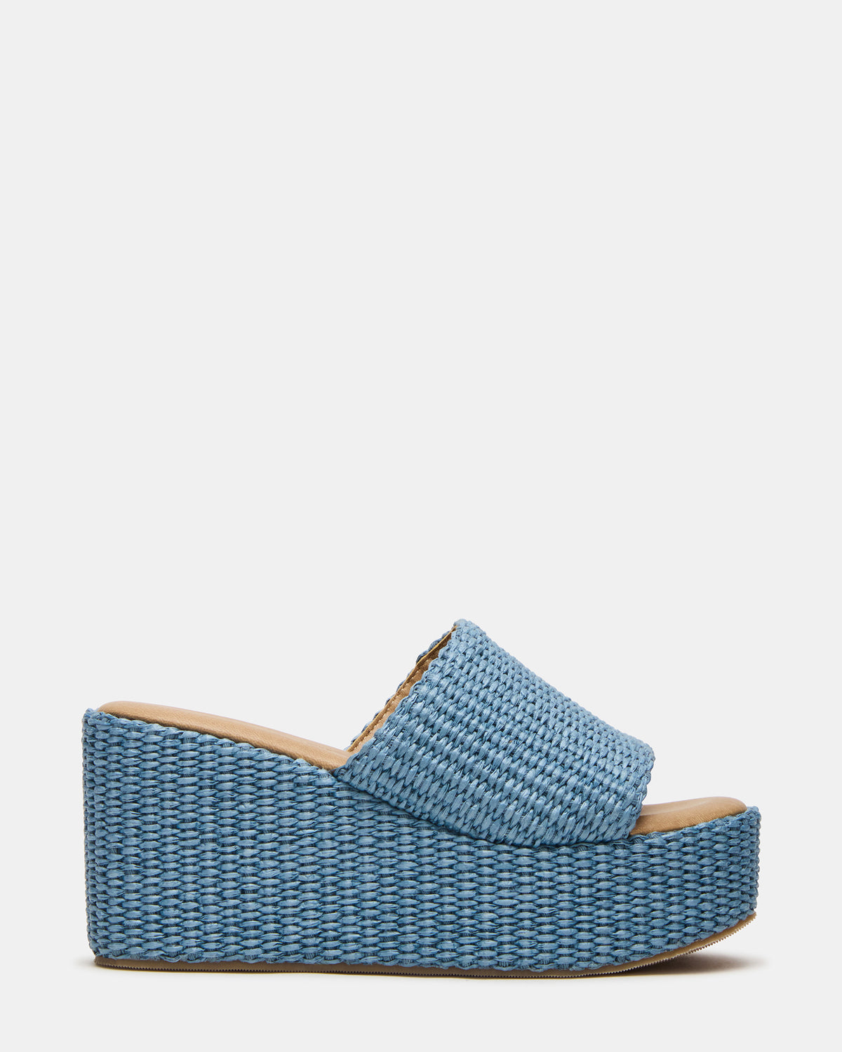JETTY Blue Raffia Platform Wedge Women's Sandal | Steve Madden Recommended