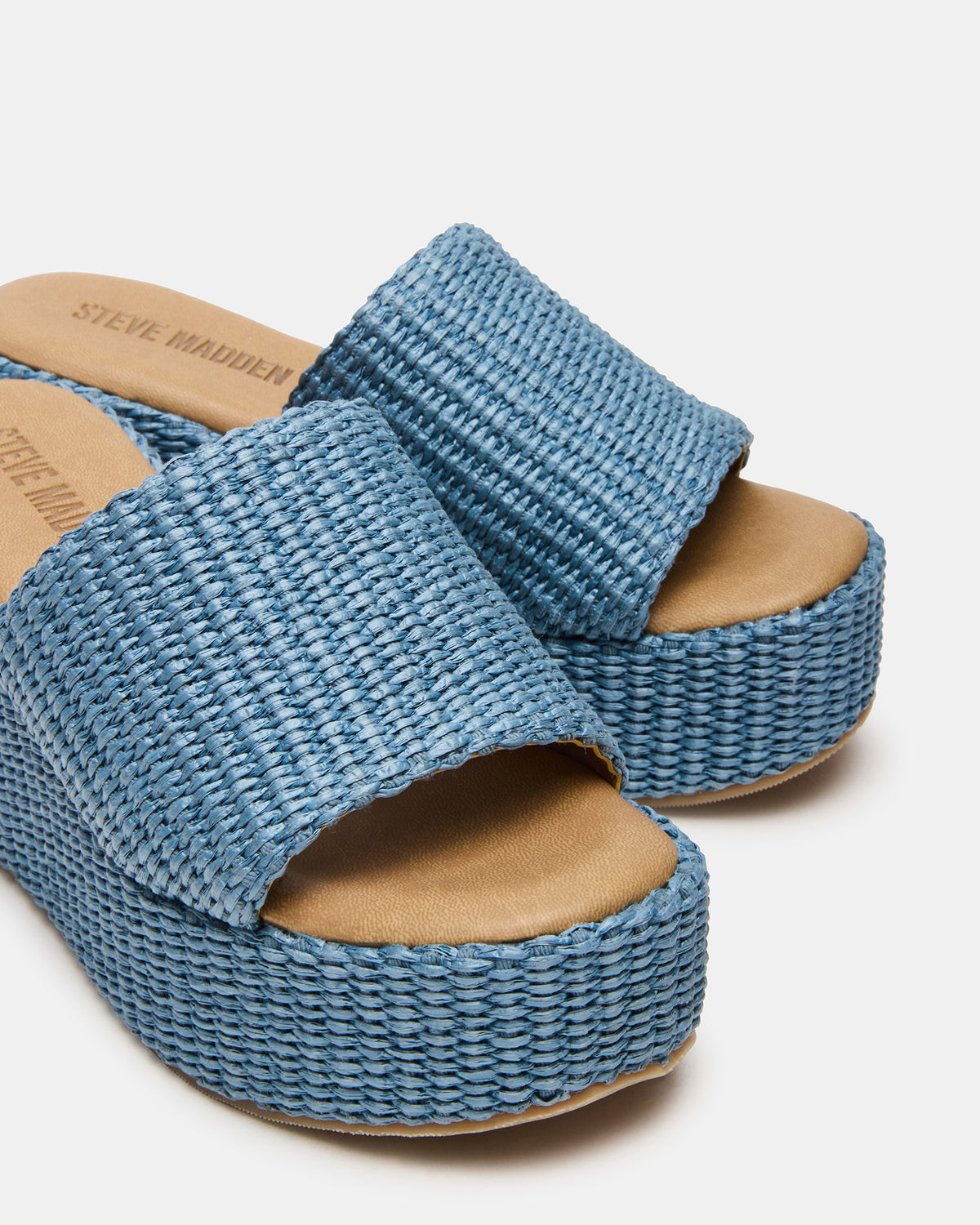 JETTY Blue Raffia Platform Wedge Women's Sandal | Steve Madden Recommended