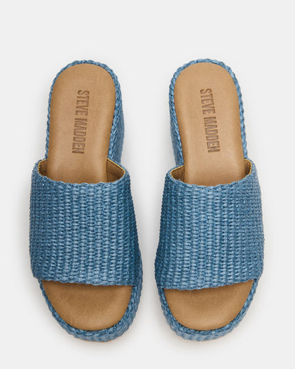 JETTY Blue Raffia Platform Wedge Women's Sandal | Steve Madden Recommended