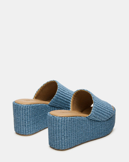 JETTY Blue Raffia Platform Wedge Women's Sandal | Steve Madden Recommended