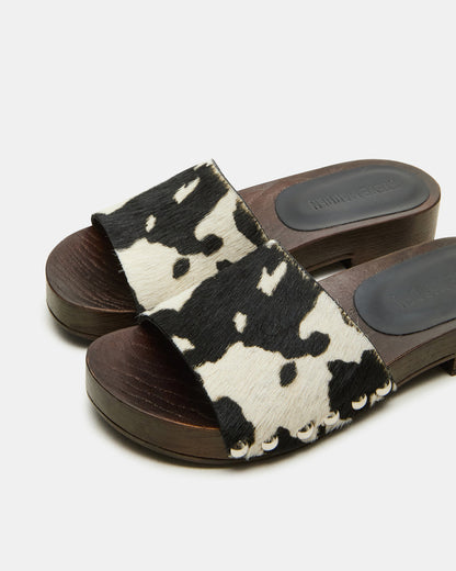 CENTO Black Cow Print Studded Slide Women's Sandal | Steve Madden Deals