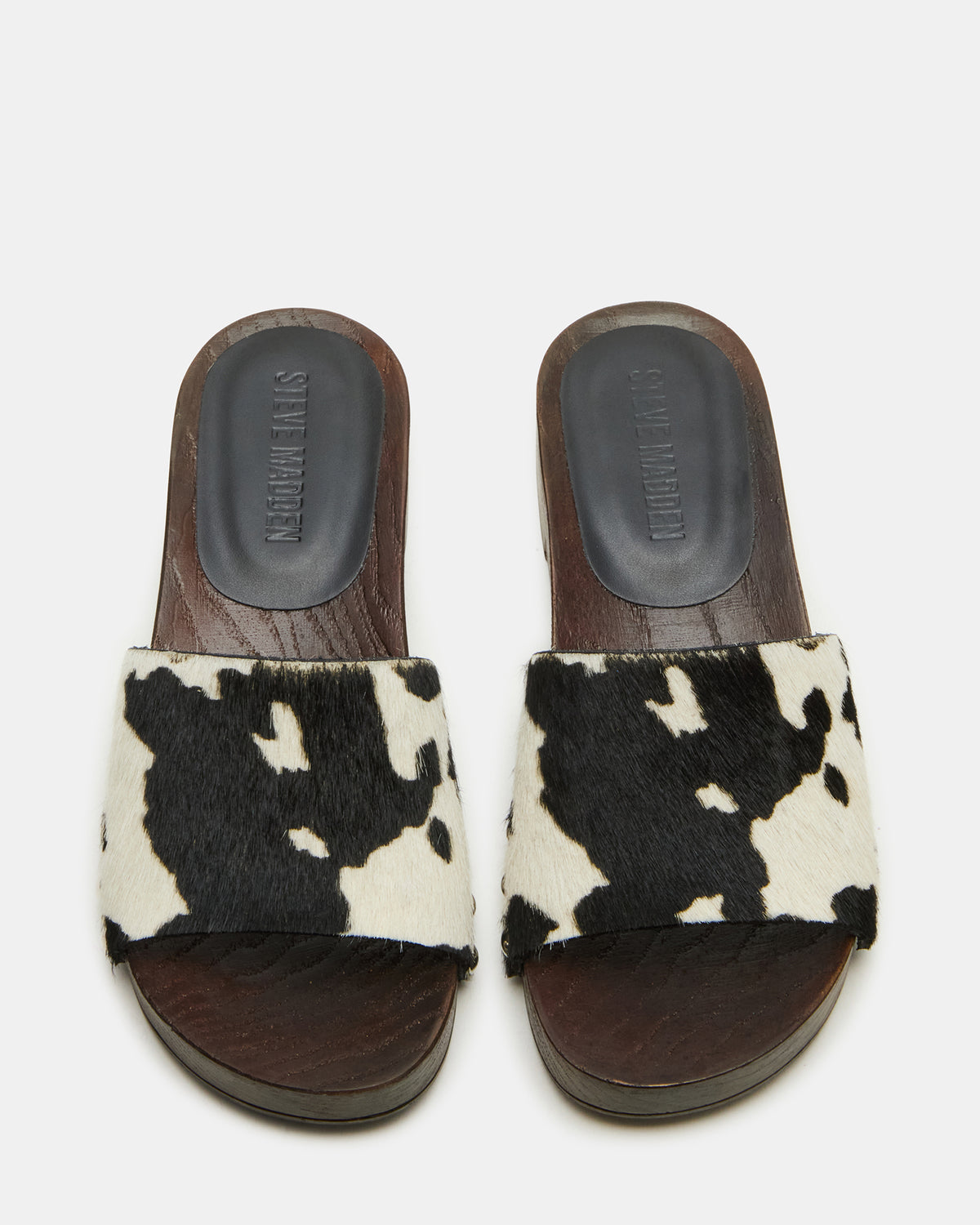CENTO Black Cow Print Studded Slide Women's Sandal | Steve Madden Deals