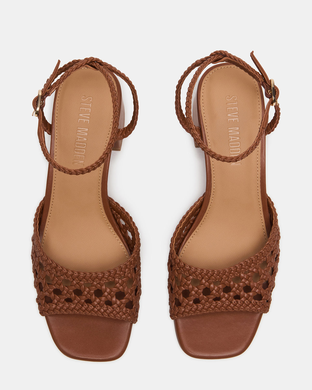 SOLEIL Tan Square-Toe Woven Women's Sandal | Steve Madden Classic