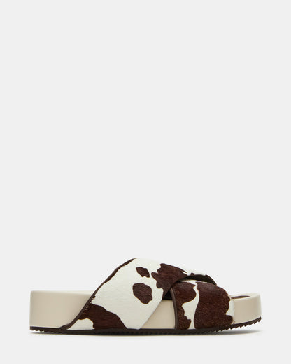 AVENDRA Brown Cow Print Flatform Slide Women's Sandal | Steve Madden Best Seller